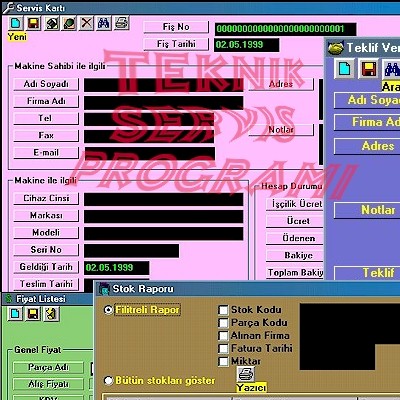 teknik servis programý ekran görüntüsü